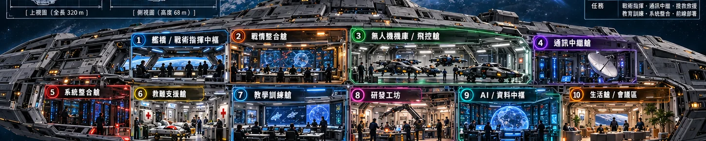 斷點號各艙段剖面概念示意